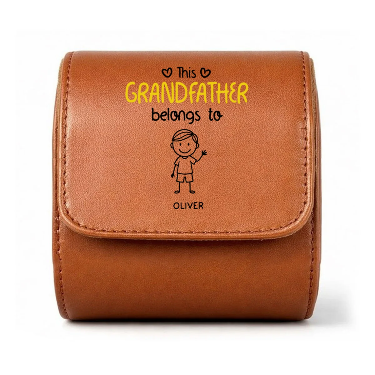 This Grandpa Belongs To Us - Personalized Custom Leather Watch Case - Image 9