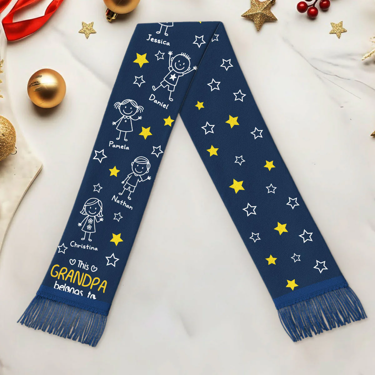 This Grandpa Belongs To Us - Personalized Custom Scarf - Image 3