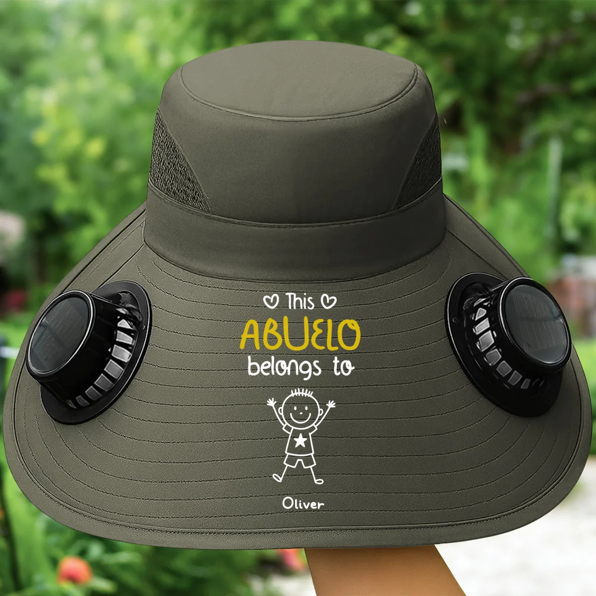 This Grandpa Belongs To Us - Personalized Custom Solar Fan Hat - Image 10