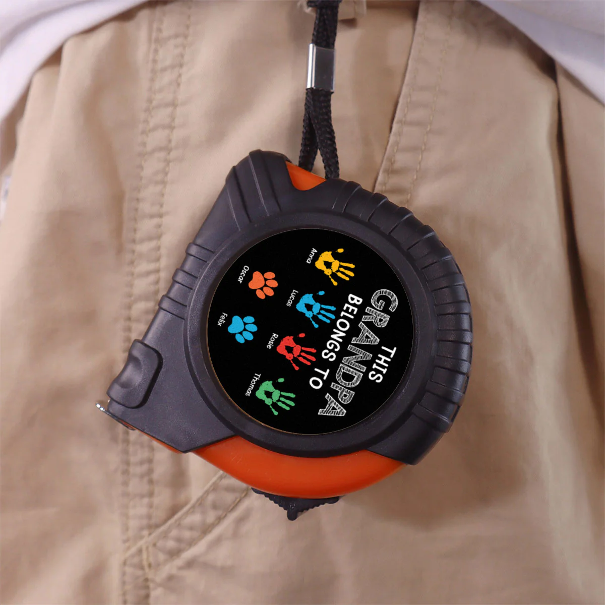 This Grandpa Daddy Belongs To - Personalized Custom Tape Measure - Image 3