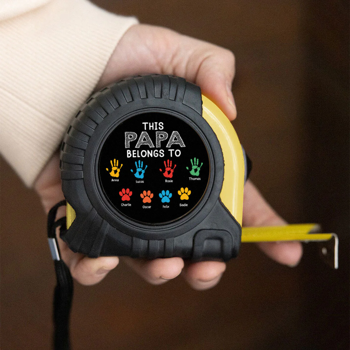 This Grandpa Daddy Belongs To - Personalized Custom Tape Measure - Image 4