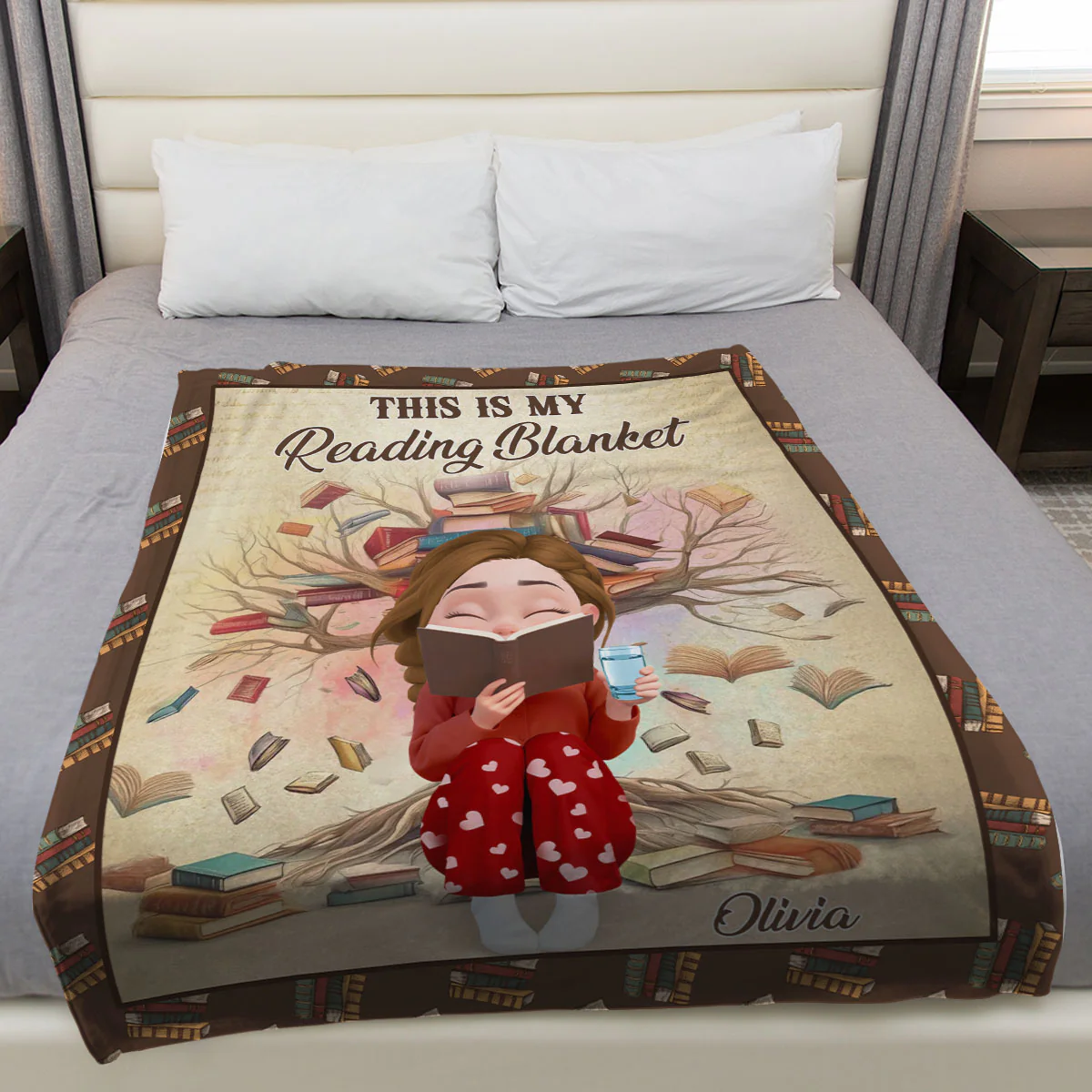 This is My Reading Blanket - Personalized Custom Fleece Blanket - Image 3