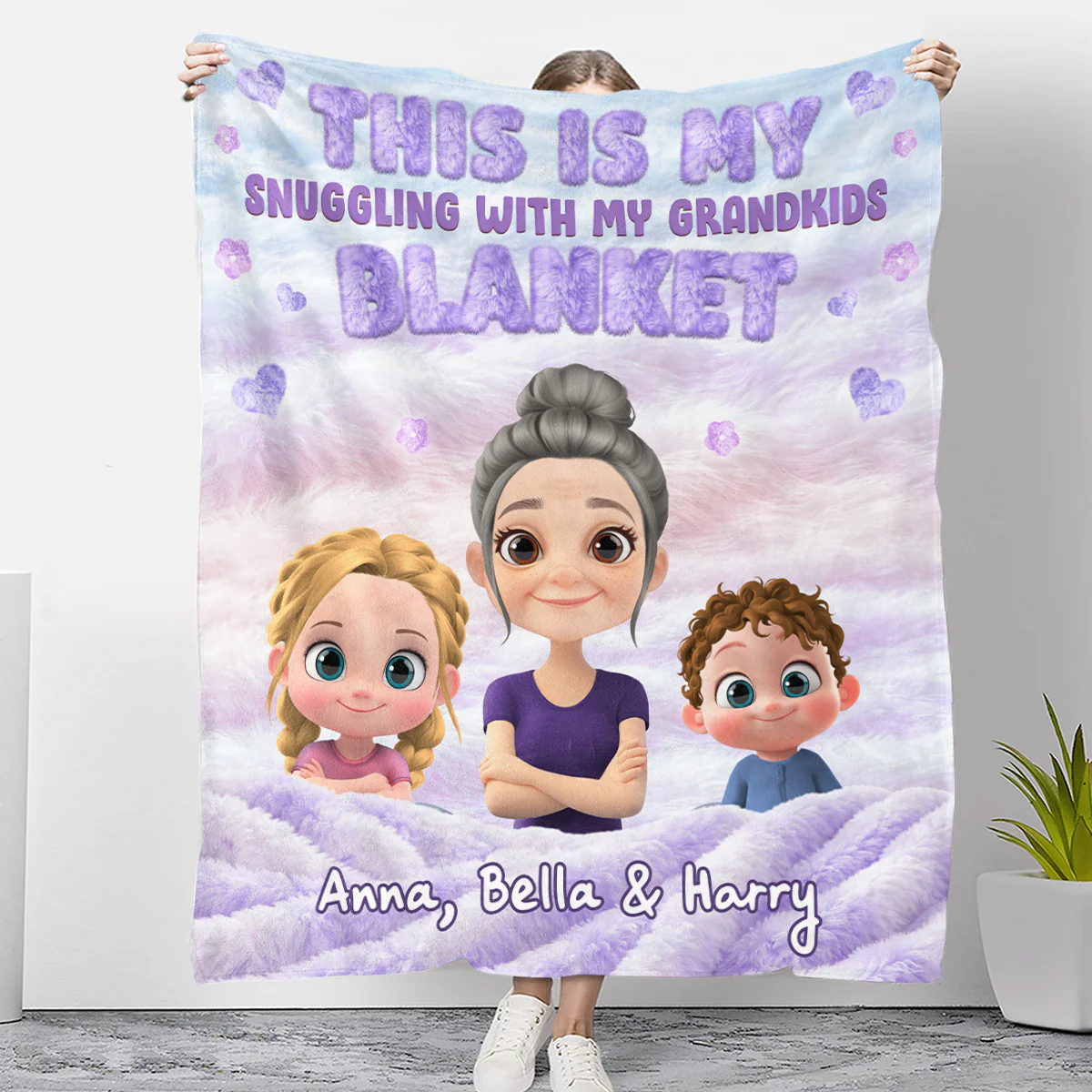 This Is My Snuggling With My Grandkids Blanket - Personalized Custom Fleece Blanket