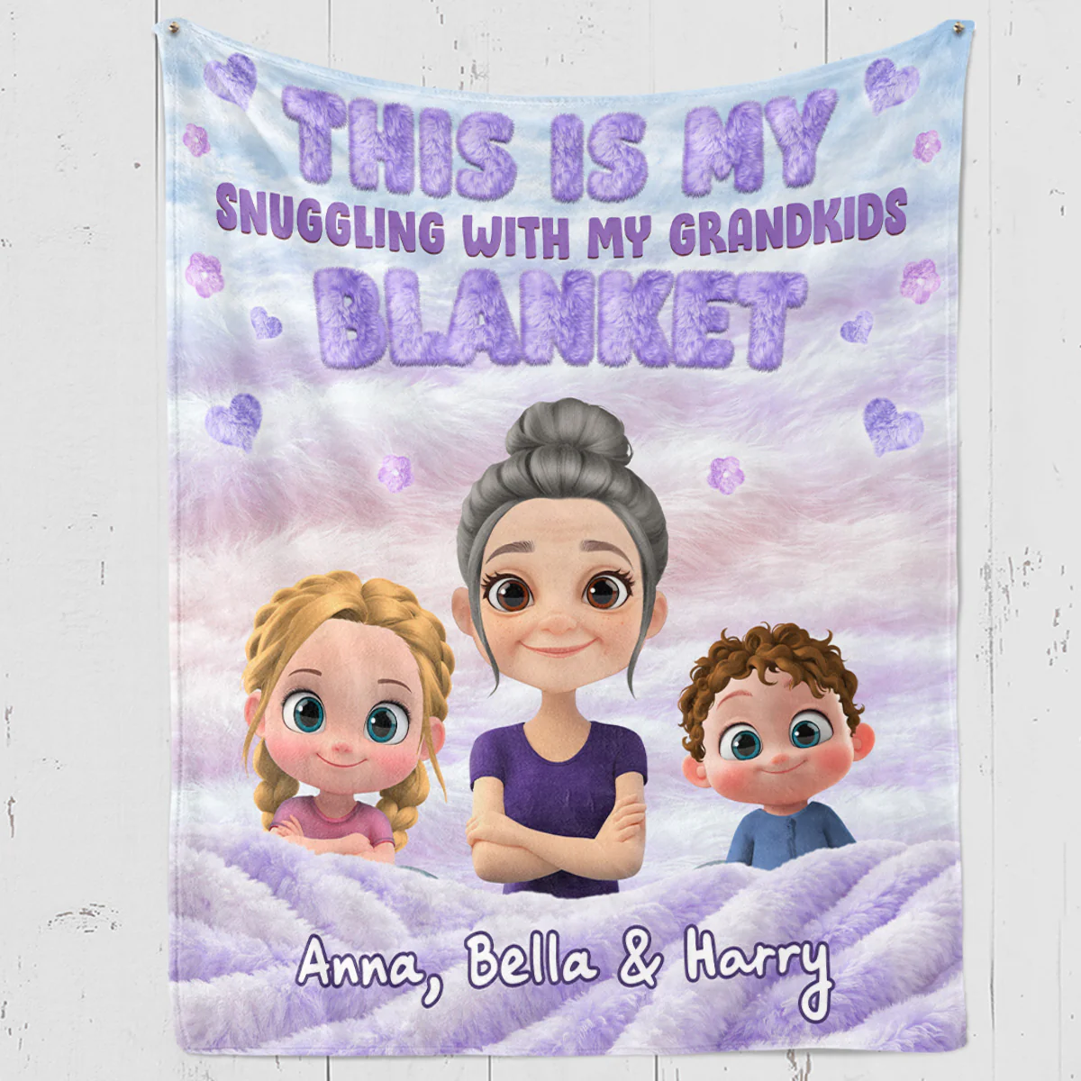 This Is My Snuggling With My Grandkids Blanket - Personalized Custom Fleece Blanket - Image 4
