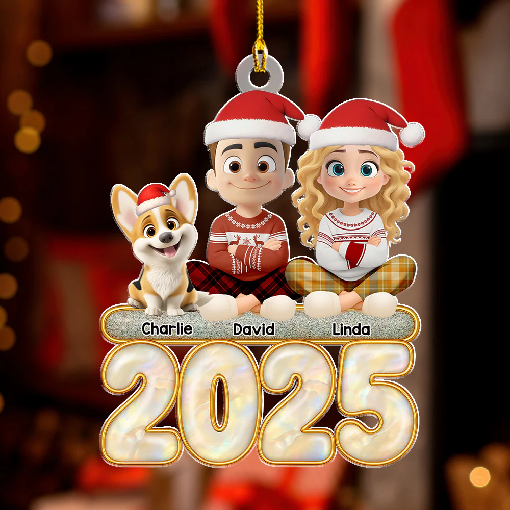 This Is Us And The Dog - Personalized Custom Acrylic Ornament - Image 2