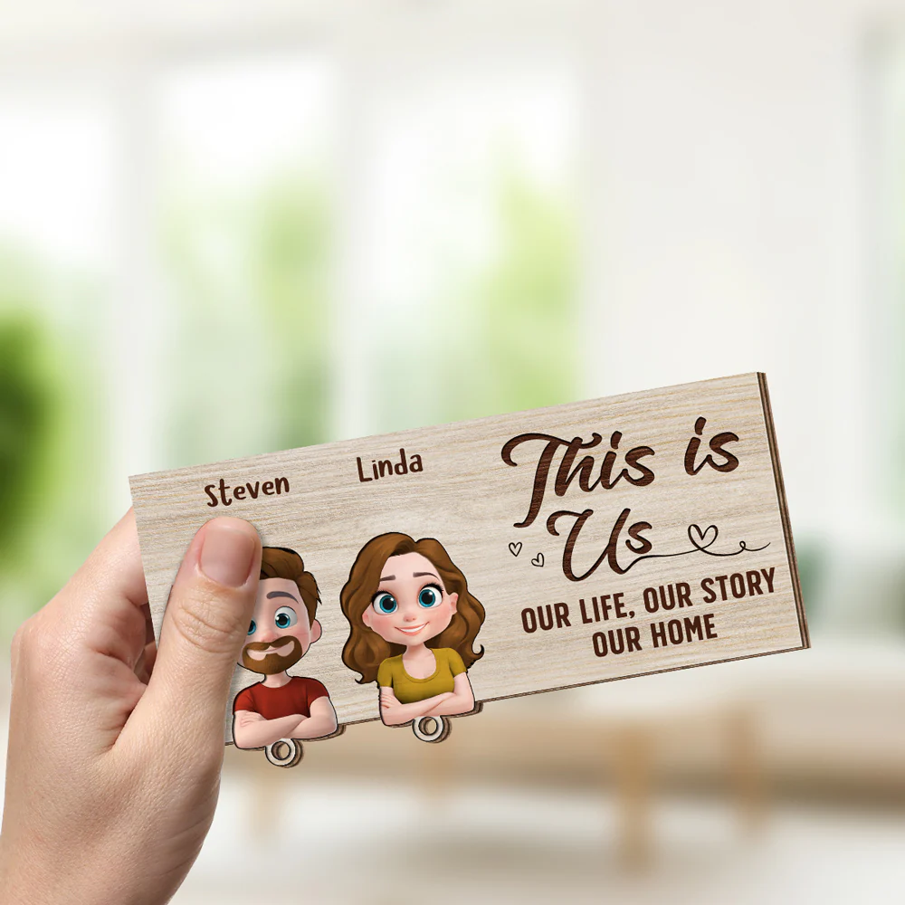 This Is Us - Personalized Custom Wooden Key Holder With Keychain - Image 3