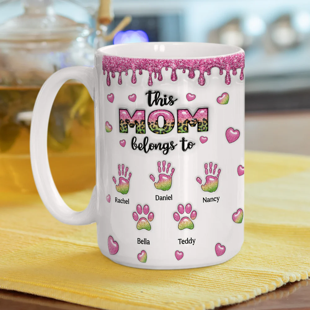 This Mom Grandma Belongs To - Personalized Custom 3D Inflated Effect Mug - Image 5