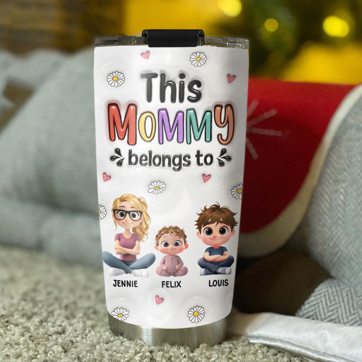 This Mommy Belongs To - Personalized Custom 3D Inflated Effect Tumbler - Image 4