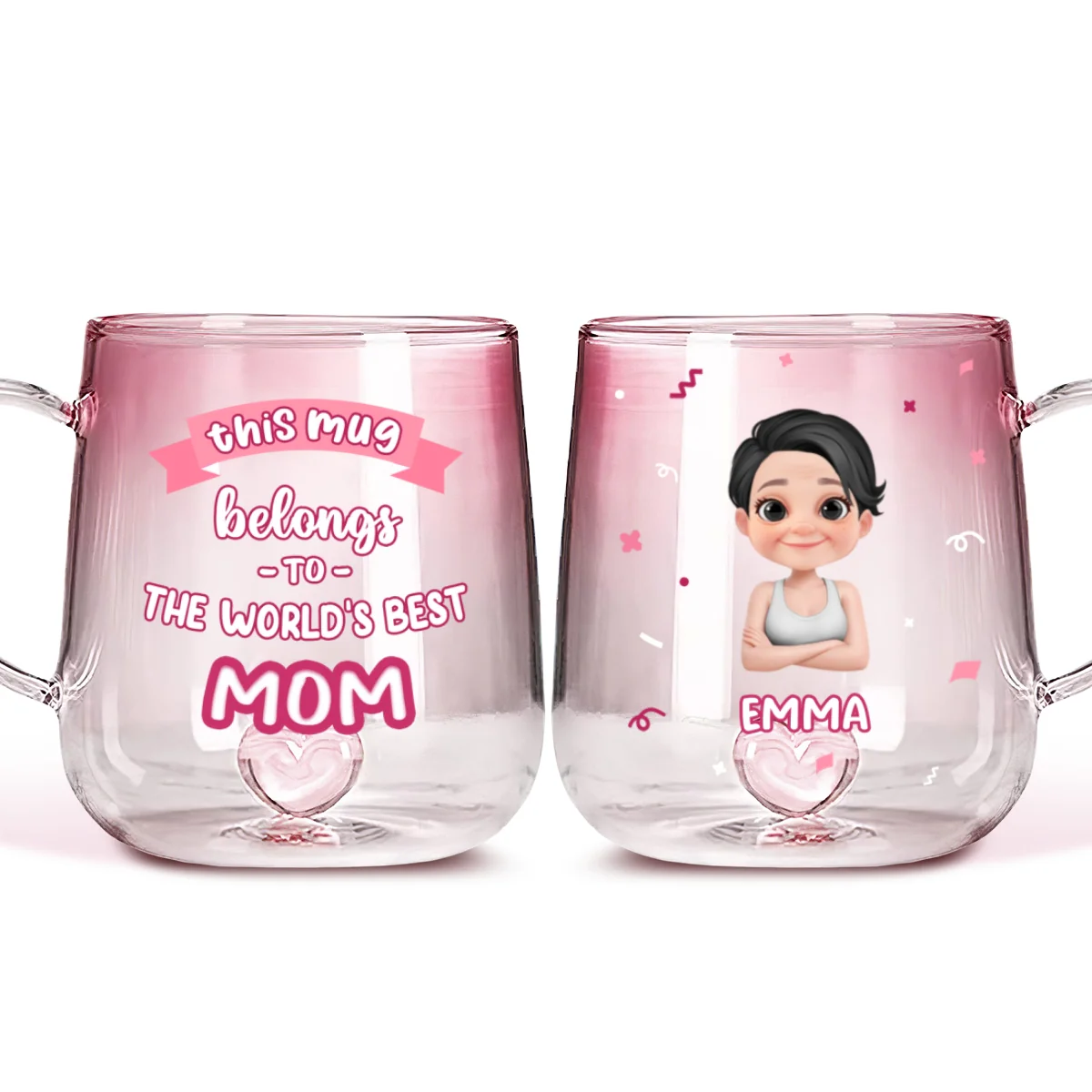 This Mug Belongs To The Best Mom - Personalized Custom Pink Gradient Glass Mug - Image 5