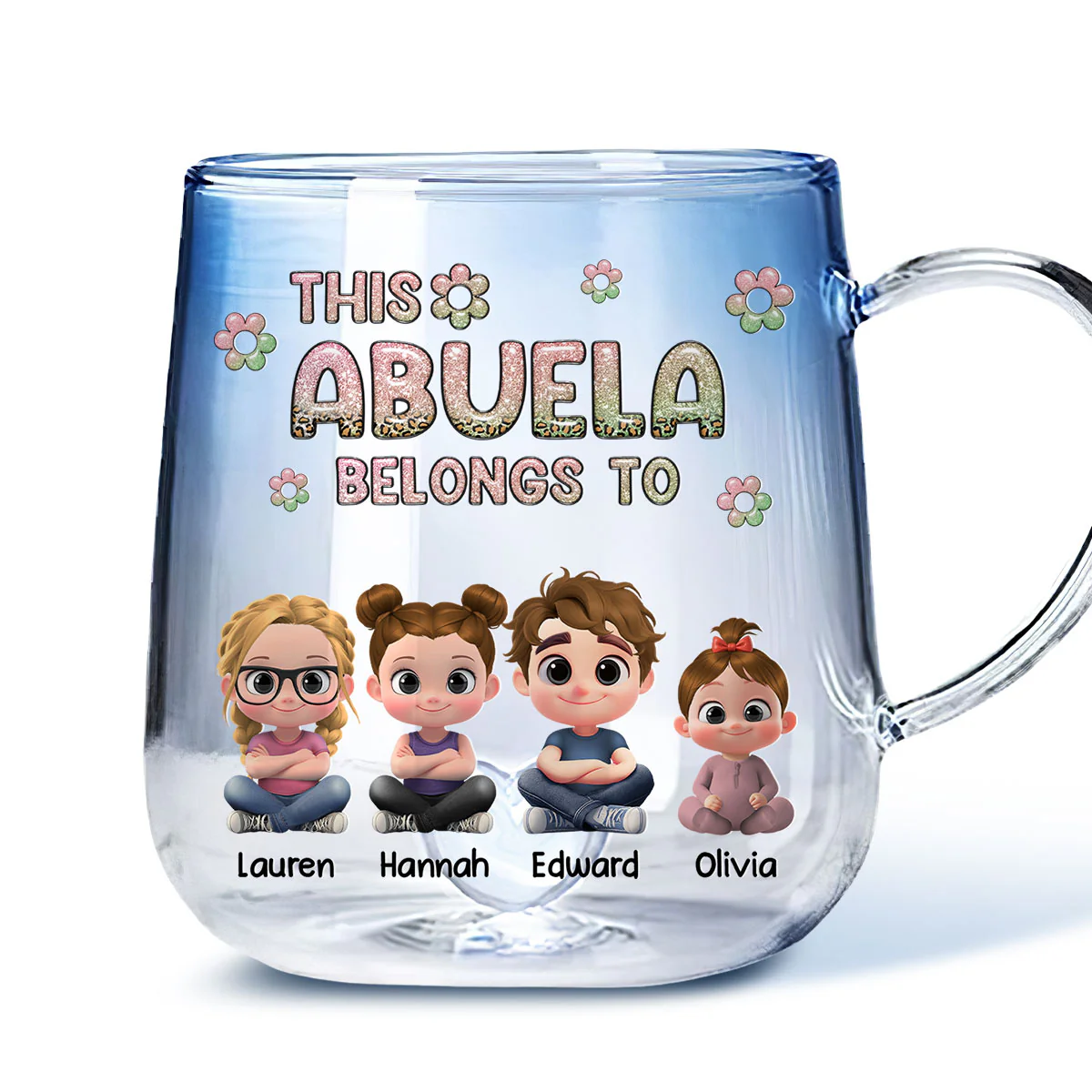 This Nana Belongs To - Personalized Custom Blue Gradient Glass Mug - Image 2