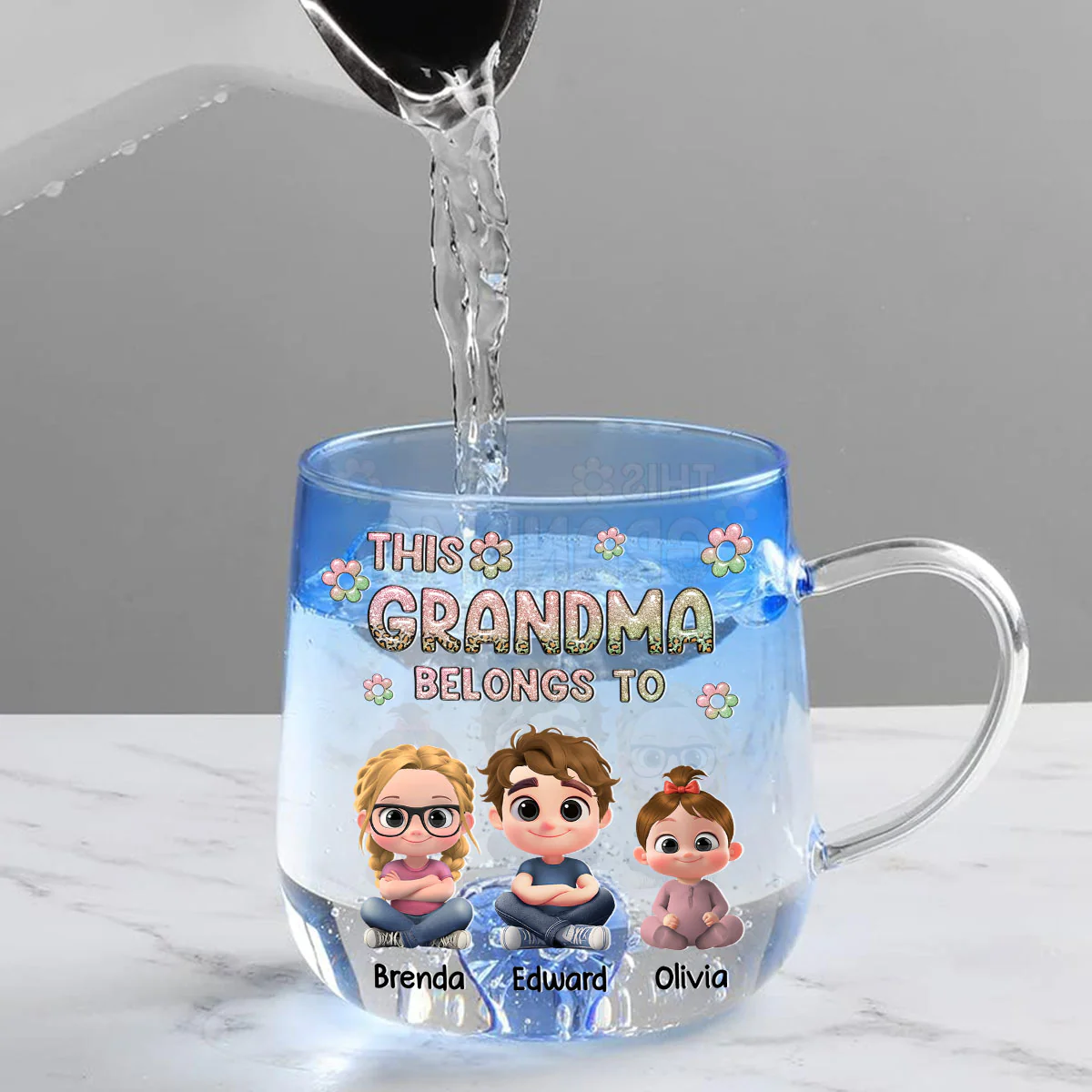 This Nana Belongs To - Personalized Custom Blue Gradient Glass Mug - Image 3