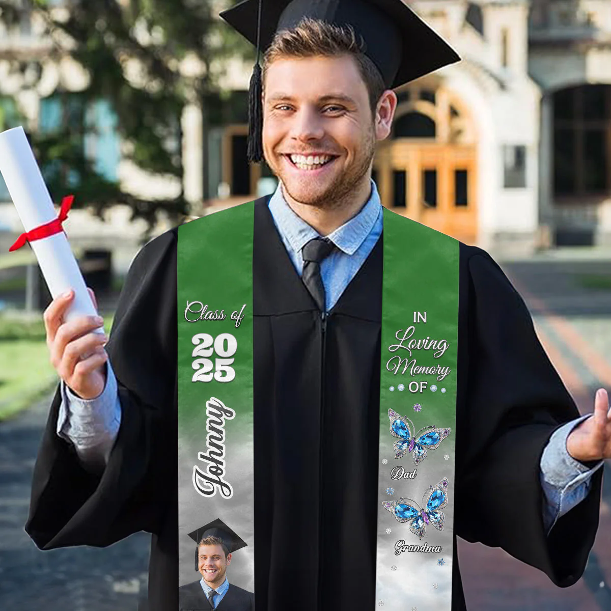 Those We Love Beside Us Every Day - Personalized Custom Graduation Stole - Image 4