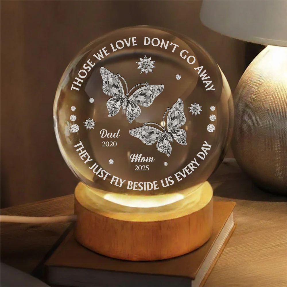 Those We Love Beside Us - Personalized Custom Crystal Globe Lamp - Image 2