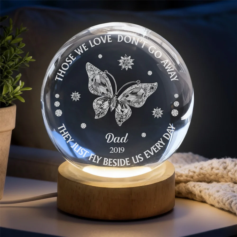 Those We Love Beside Us - Personalized Custom Crystal Globe Lamp - Image 3