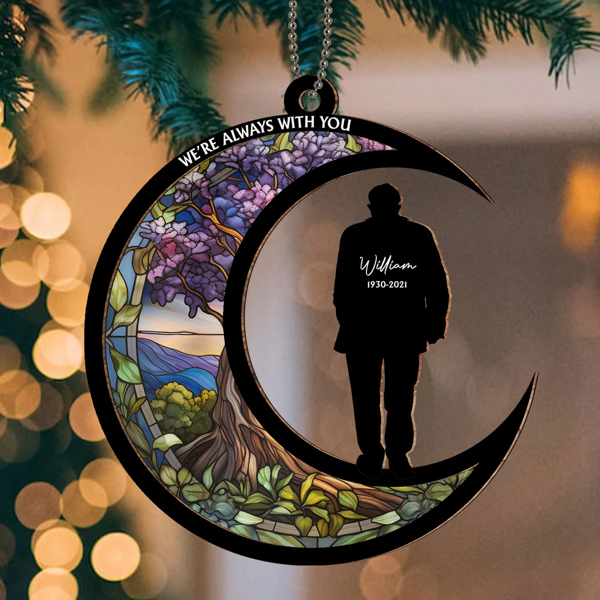 Those We Love Do not Go Away - Personalized Custom Suncatcher Ornament - Image 3