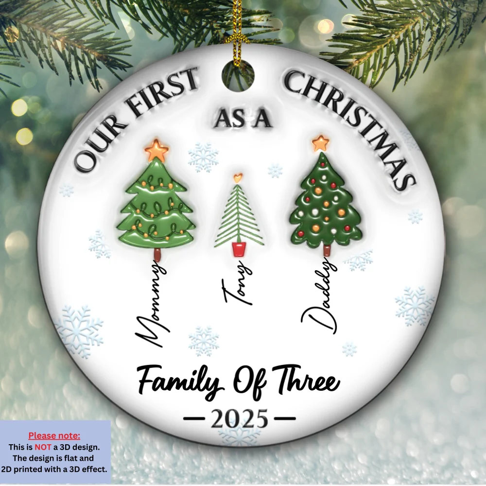 Three Names Of Christmas Tree - Personalized Custom 3D Inflated Effect Ceramic Ornament - Image 6