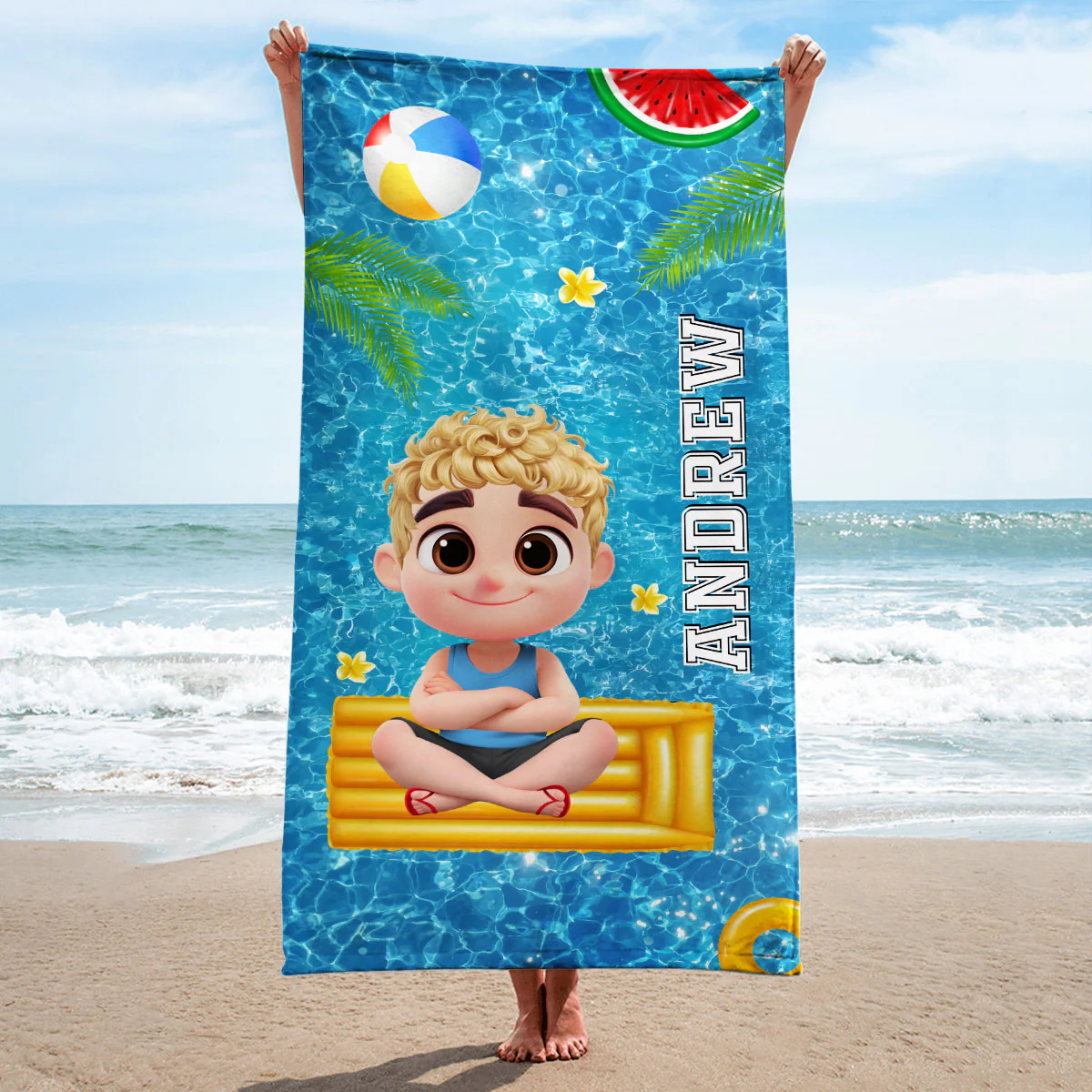 Time For The Beach - Personalized Custom Beach Towel