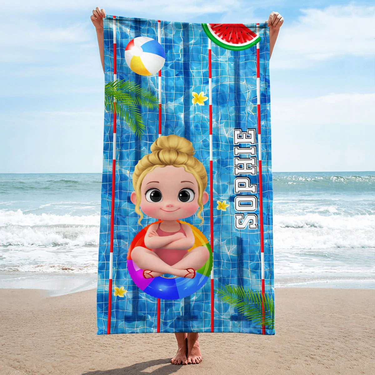 Time For The Beach - Personalized Custom Beach Towel - Image 5