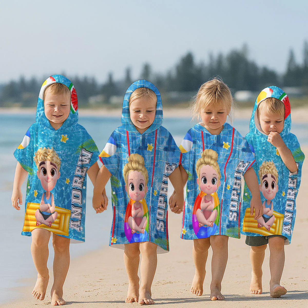 Time For The Beach - Personalized Custom Hooded Beach Towel - Image 4