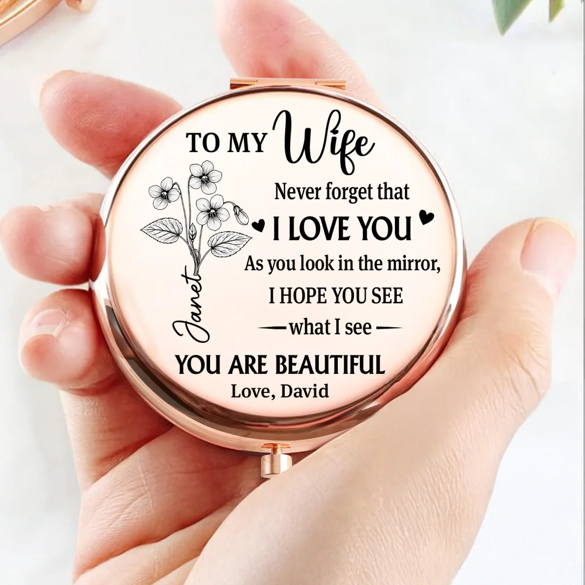 Time Passes Love Remains - Personalized Custom Compact Mirror - Image 4