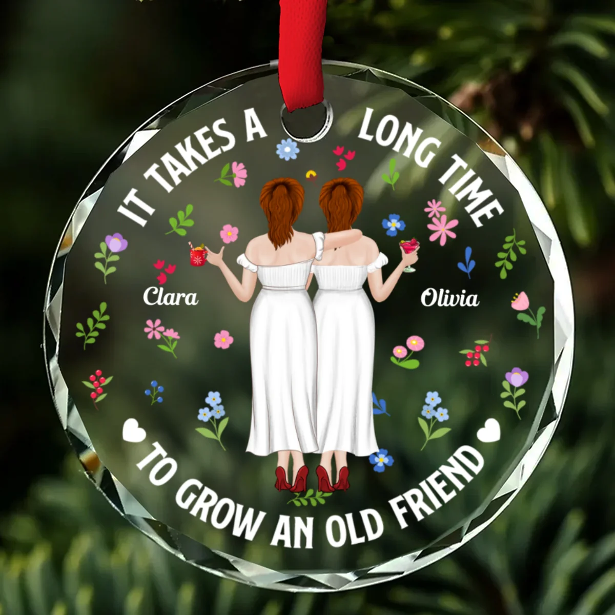 Timeless Friendship - Personalized Custom Glass Ornament - Image 6