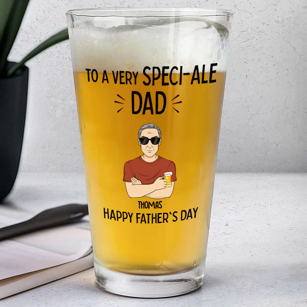 To A Very Speciale Dad - Personalized Custom Beer Glass - Image 2