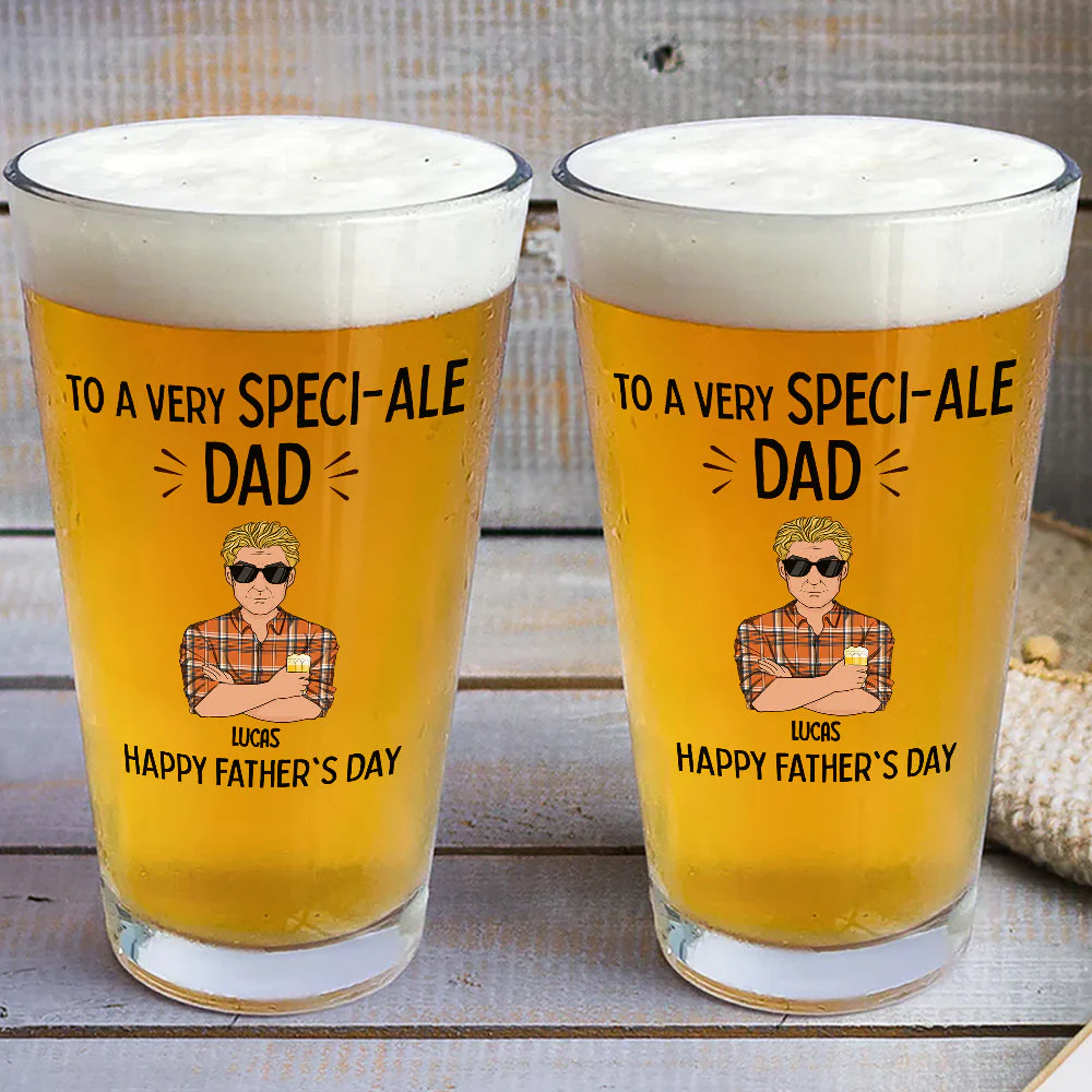To A Very Speciale Dad - Personalized Custom Beer Glass - Image 3