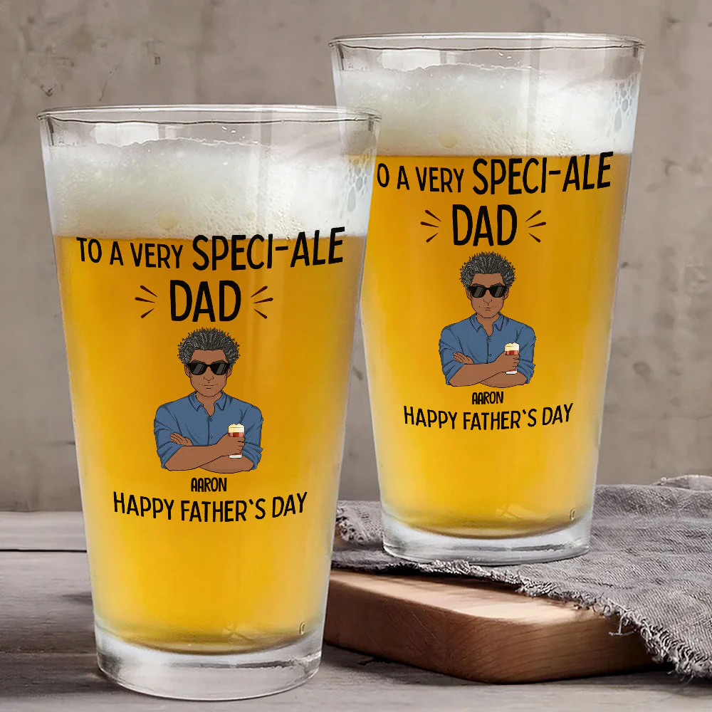 To A Very Speciale Dad - Personalized Custom Beer Glass - Image 4