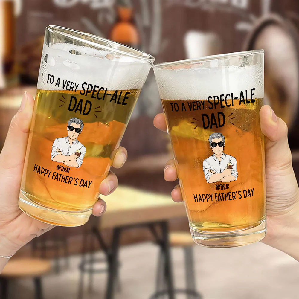 To A Very Speciale Dad - Personalized Custom Beer Glass - Image 5
