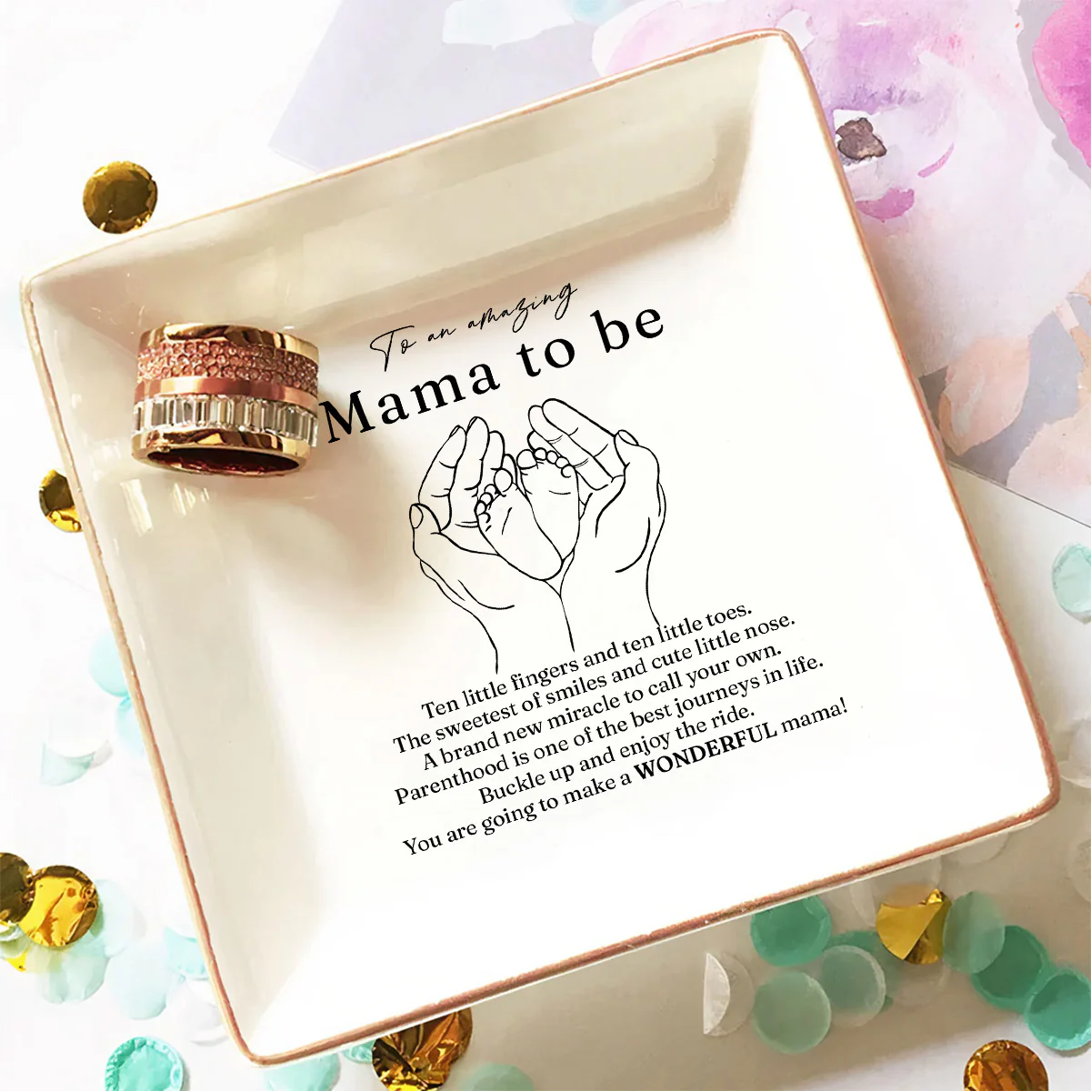 To Amazing Mom To Be - Personalized Custom Jewelry Dish - Image 2