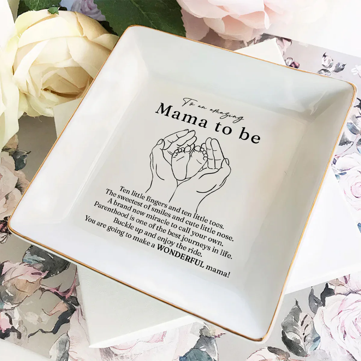 To Amazing Mom To Be - Personalized Custom Jewelry Dish - Image 3
