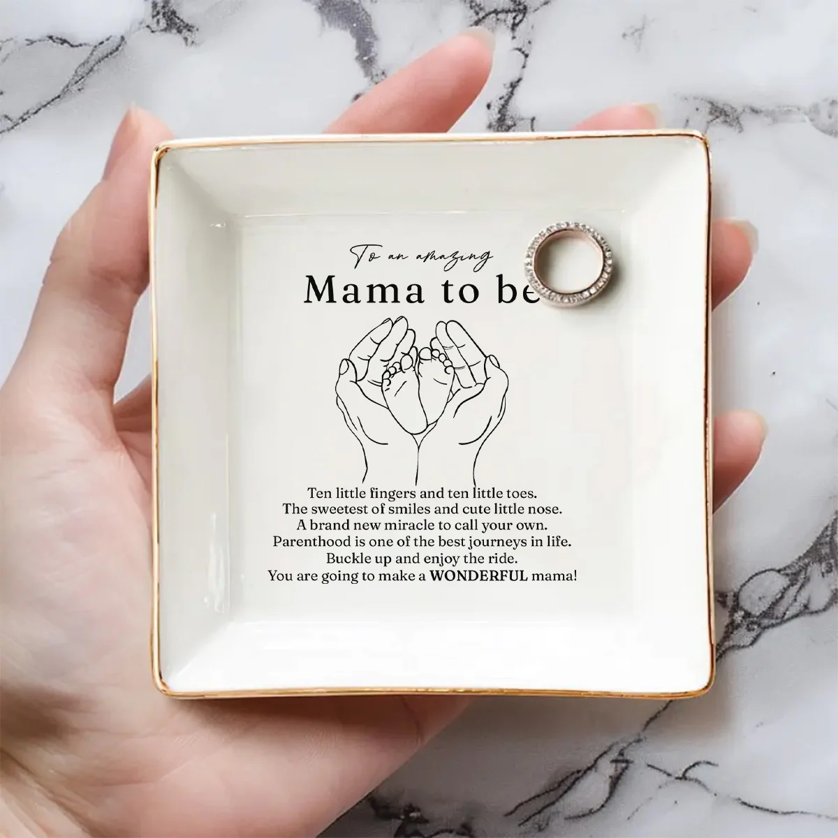 To Amazing Mom To Be - Personalized Custom Jewelry Dish - Image 4
