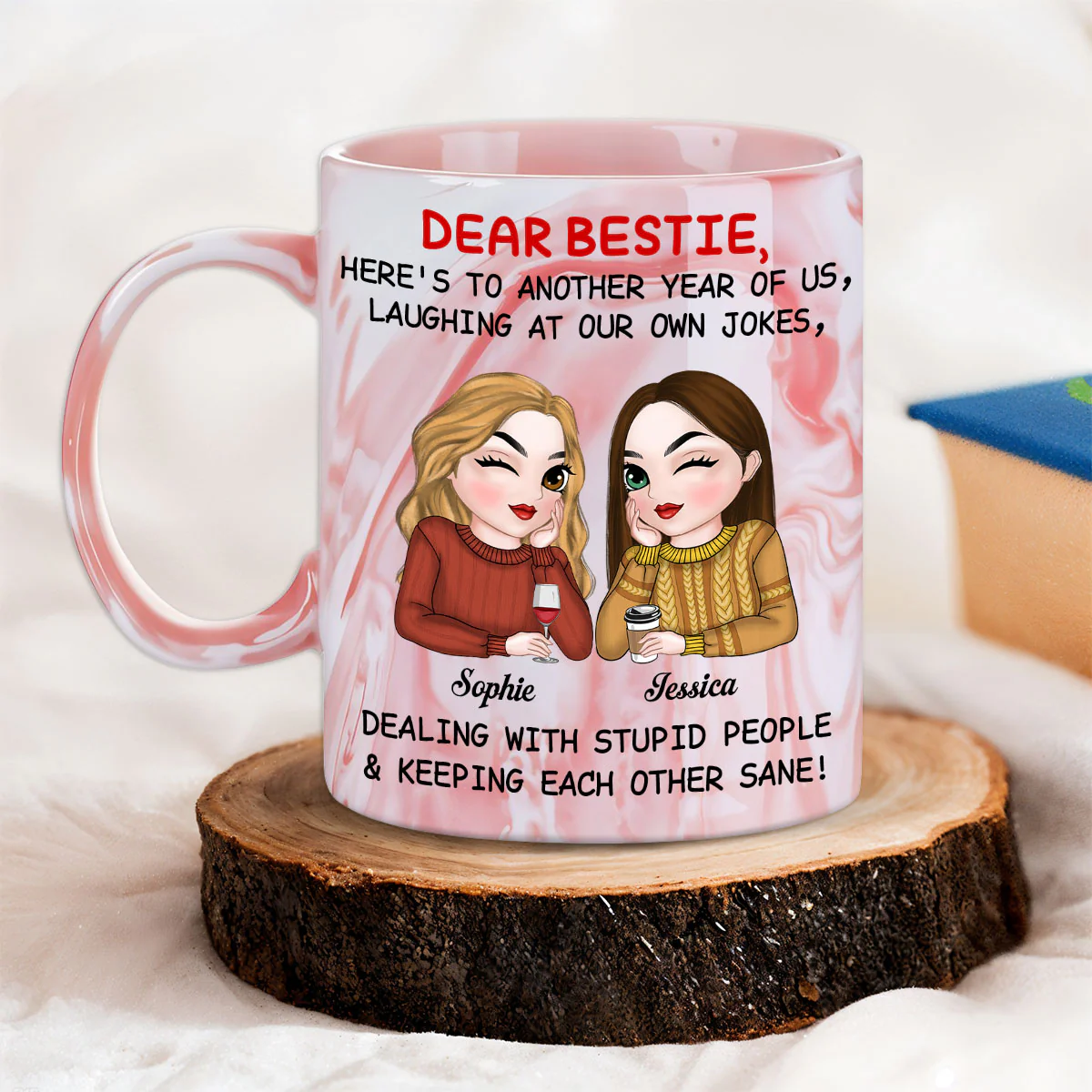 To Another Year Of Us - Personalized Custom Pink Marble Mug - Image 3