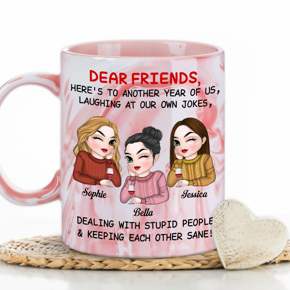 To Another Year Of Us - Personalized Custom Pink Marble Mug - Image 4