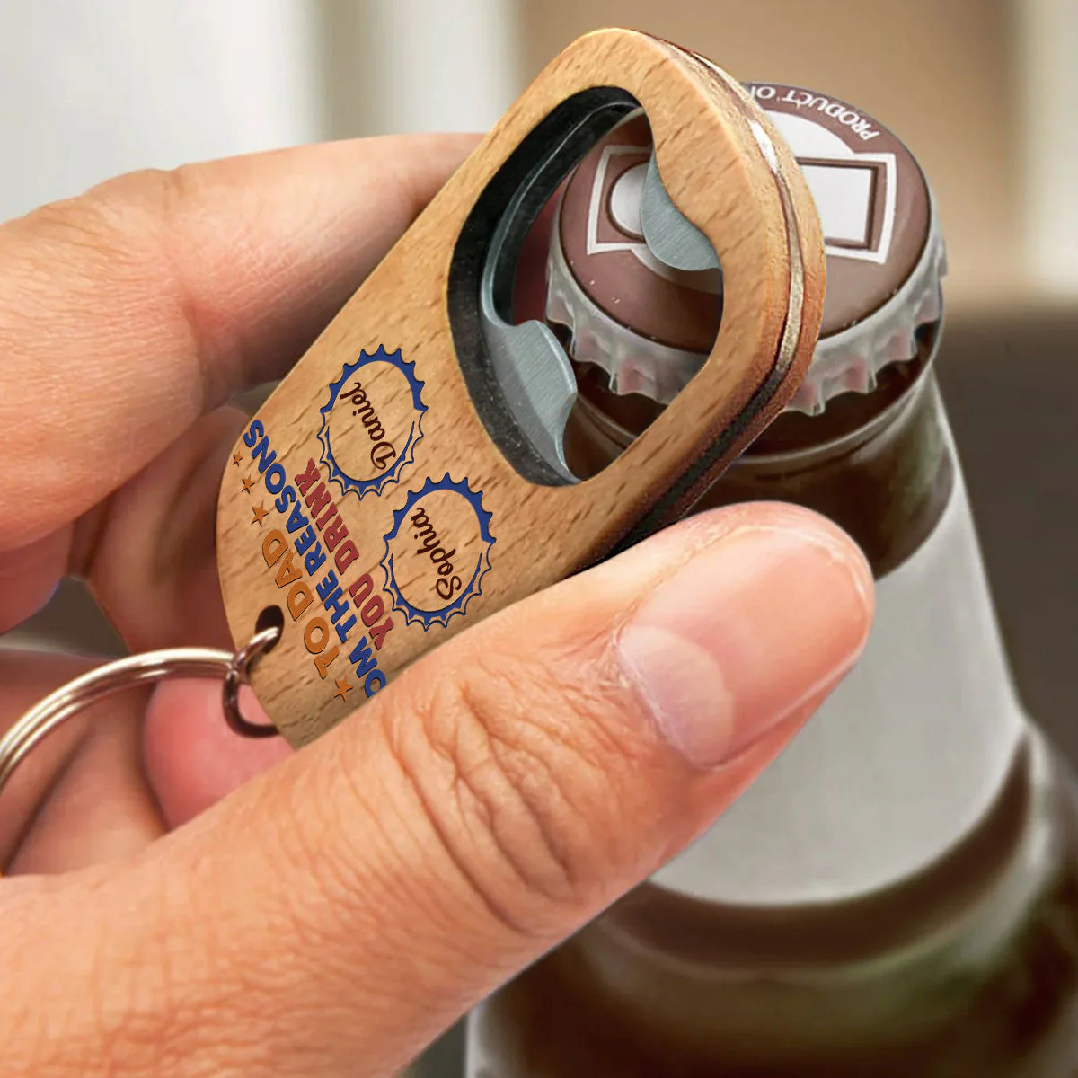 To Dad From The Reason You Drink - Personalized Custom Bottle Opener Keychain - Image 3