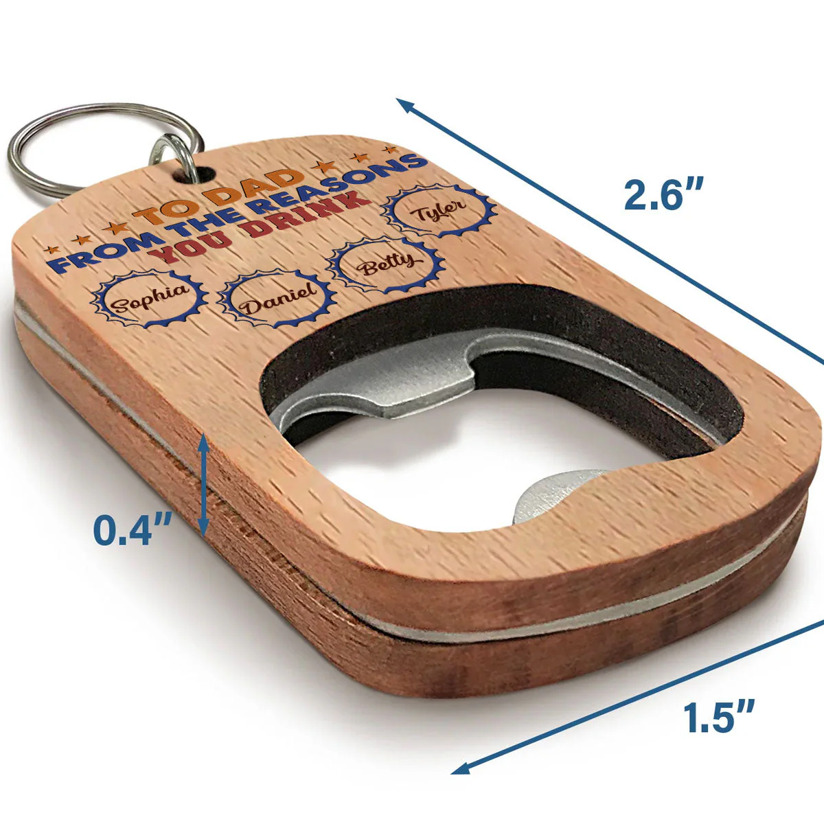 To Dad From The Reason You Drink - Personalized Custom Bottle Opener Keychain - Image 4