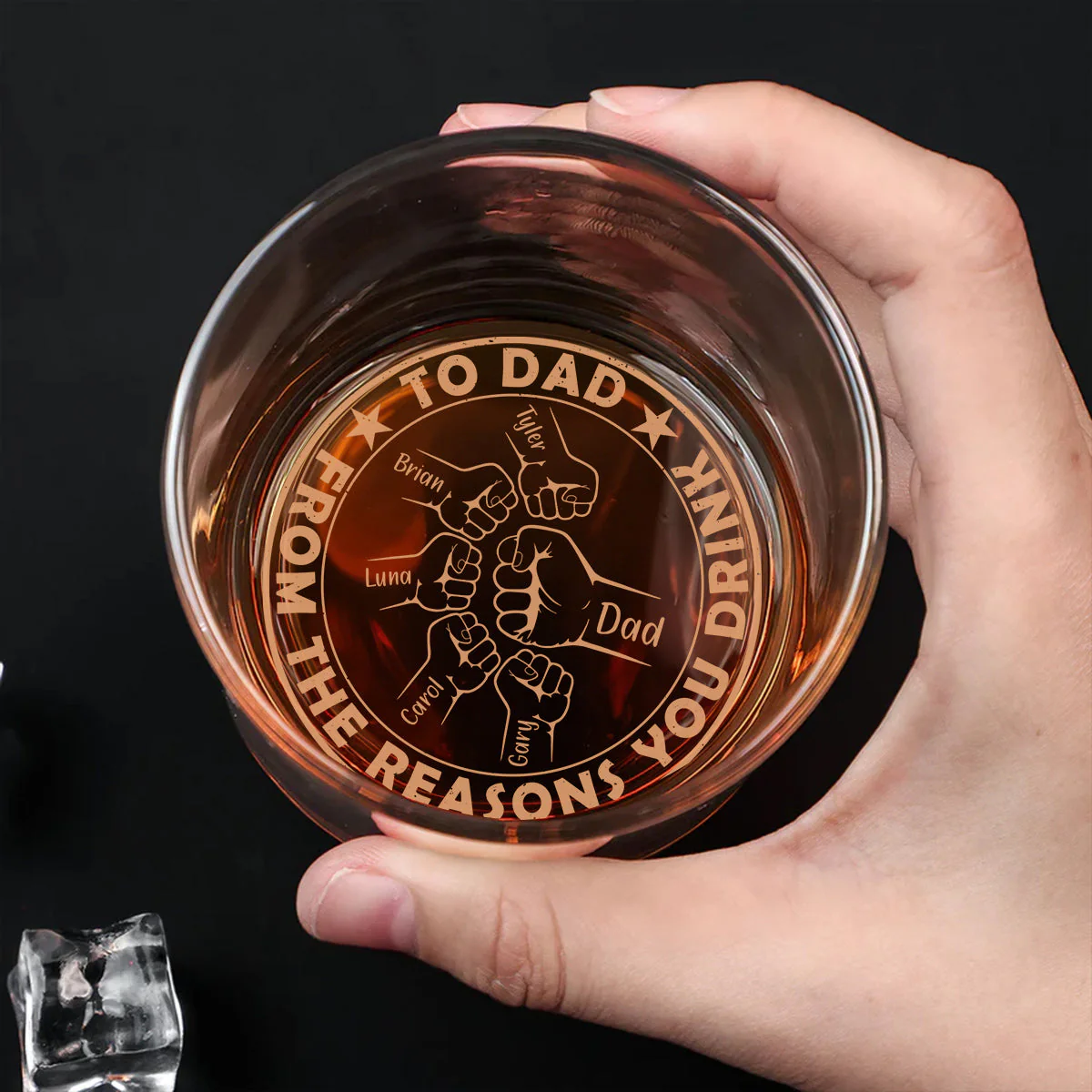 To Dad From The Reasons You Drink - Personalized Custom Engraved Whiskey Glass - Image 4