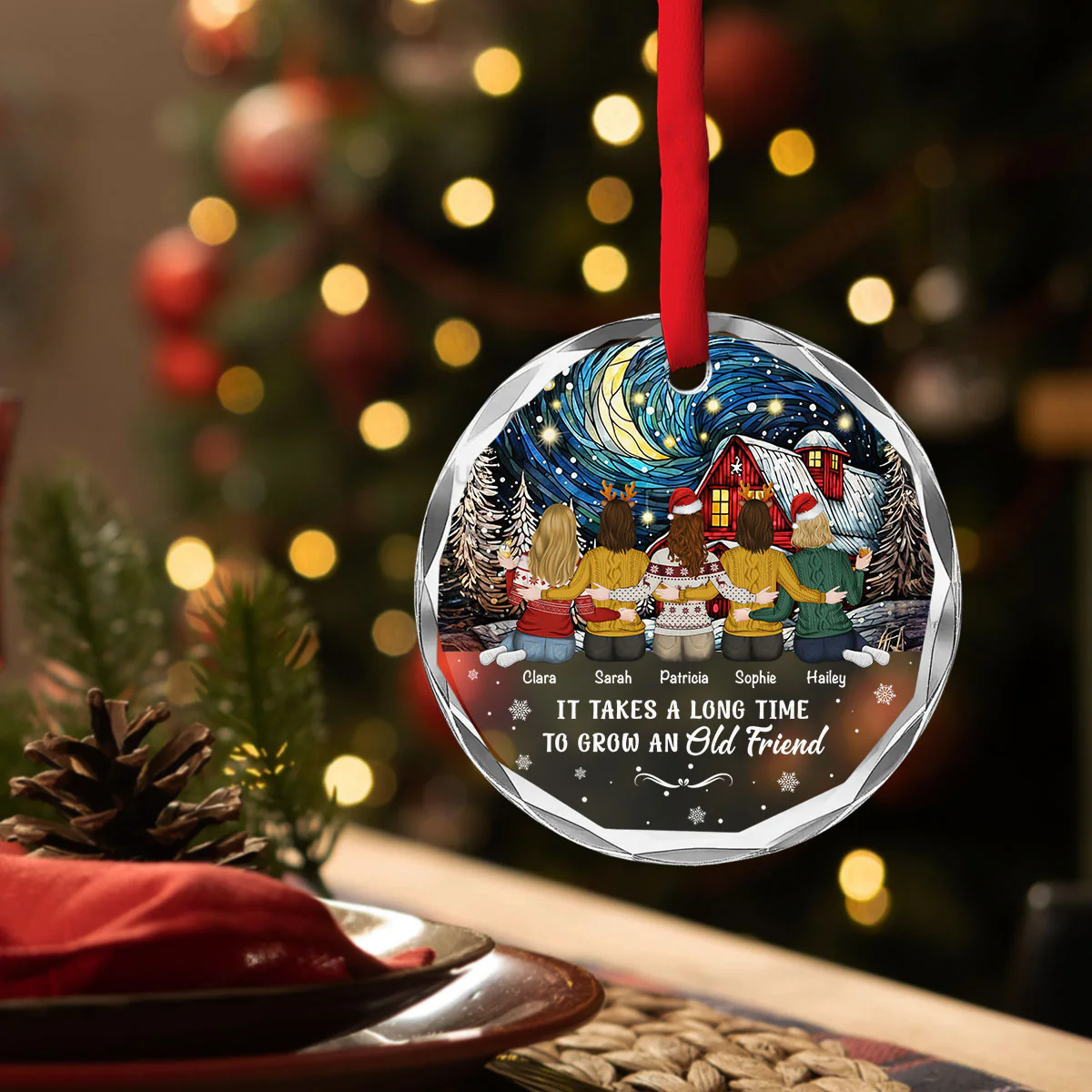 To Grow An Old Friend - Personalized Custom Glass Ornament - Image 3