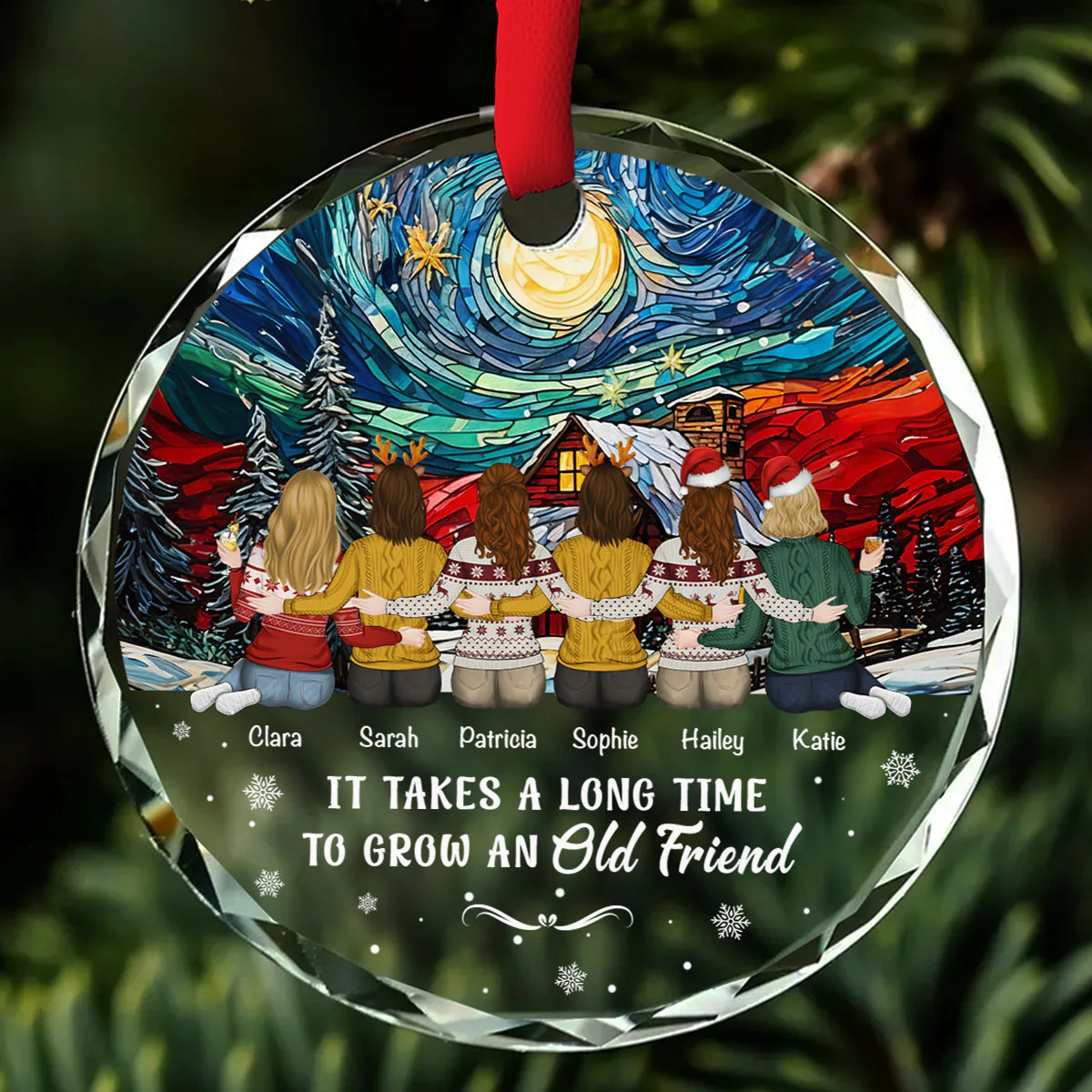 To Grow An Old Friend - Personalized Custom Glass Ornament - Image 4