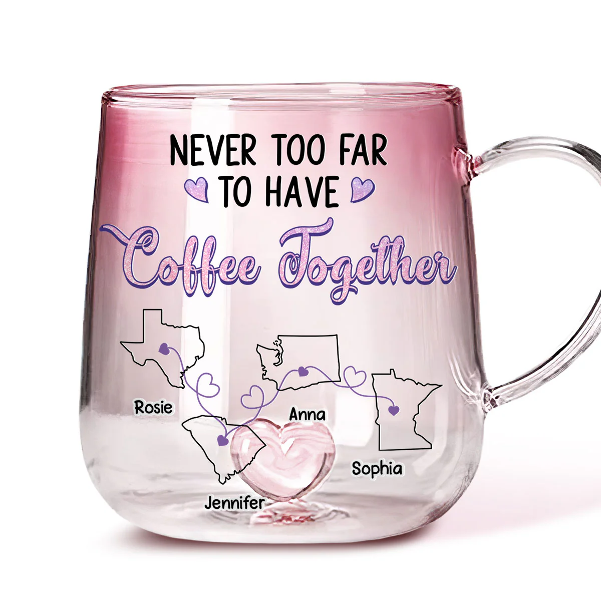 To Have Coffee Together- Personalized Custom Pink Gradient Glass Mug - Image 3