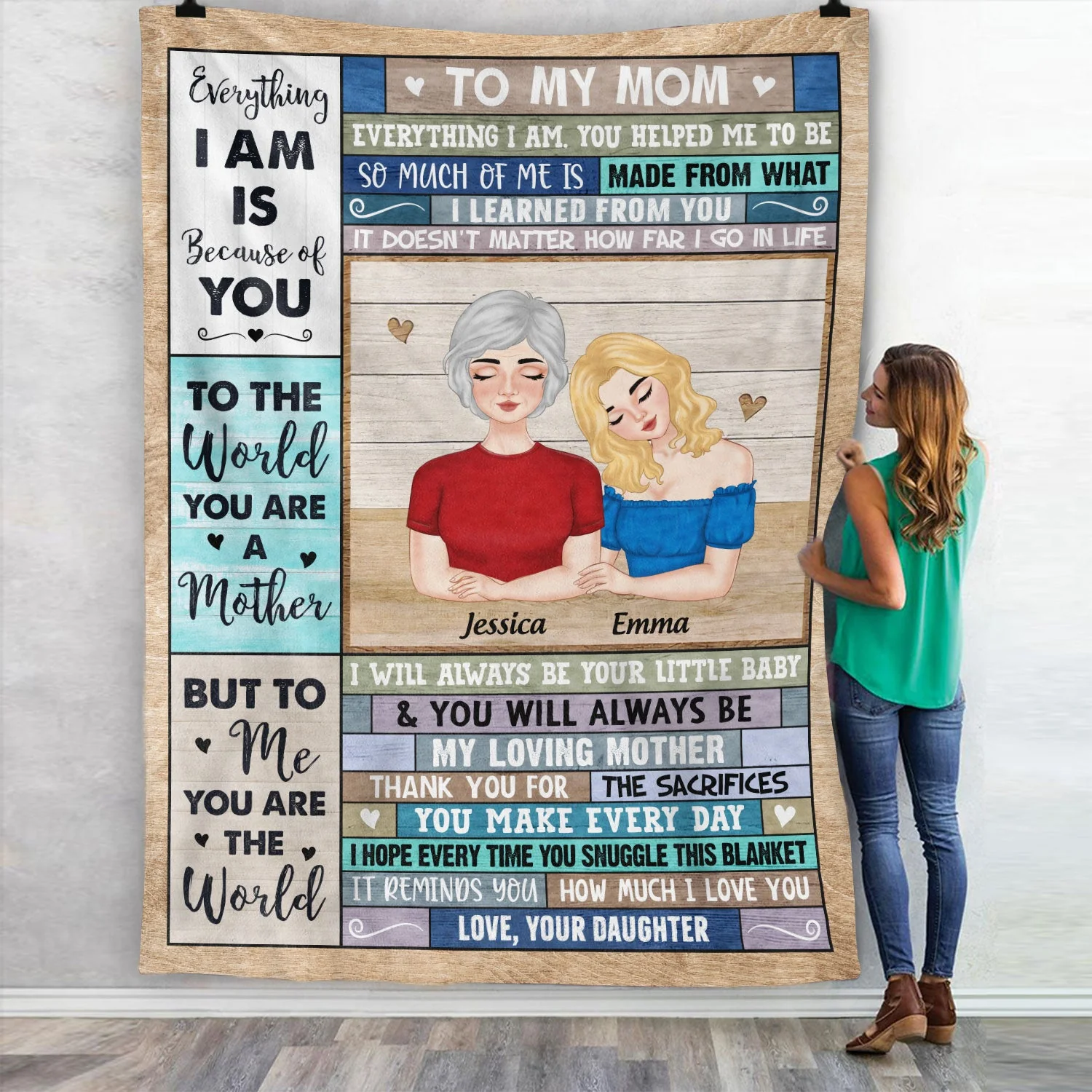 To Me You Are The World - Personalized Custom Fleece Blanket - Image 2