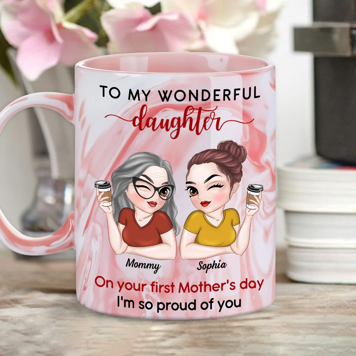To My Amazing Daughter - Personalized Custom Pink Marble Mug - Image 3