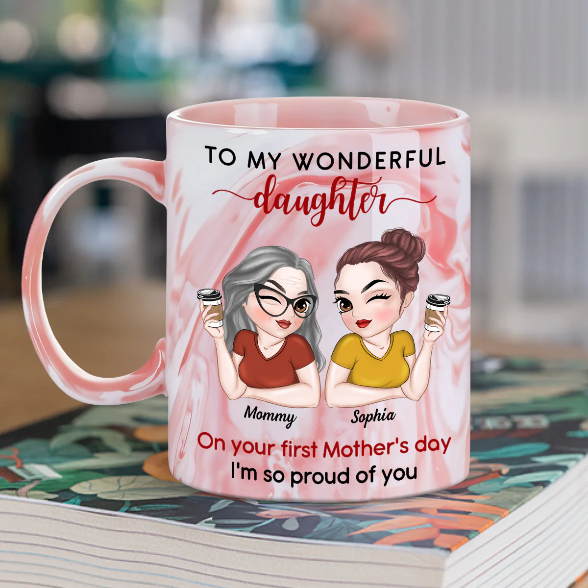 To My Amazing Daughter - Personalized Custom Pink Marble Mug - Image 4