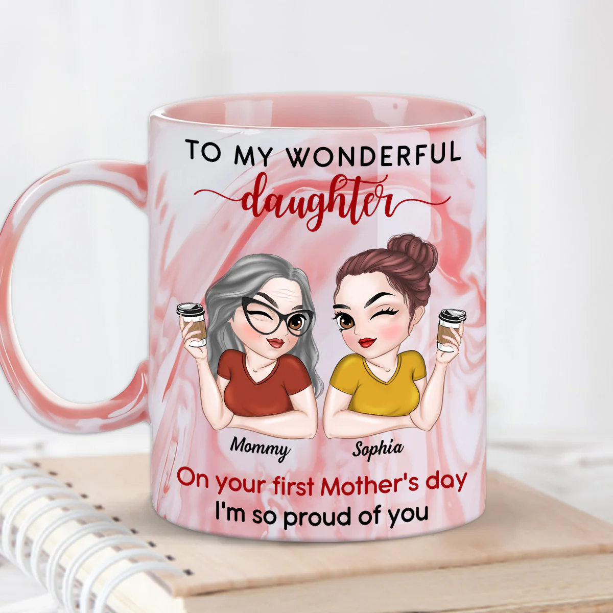 To My Amazing Daughter - Personalized Custom Pink Marble Mug - Image 5
