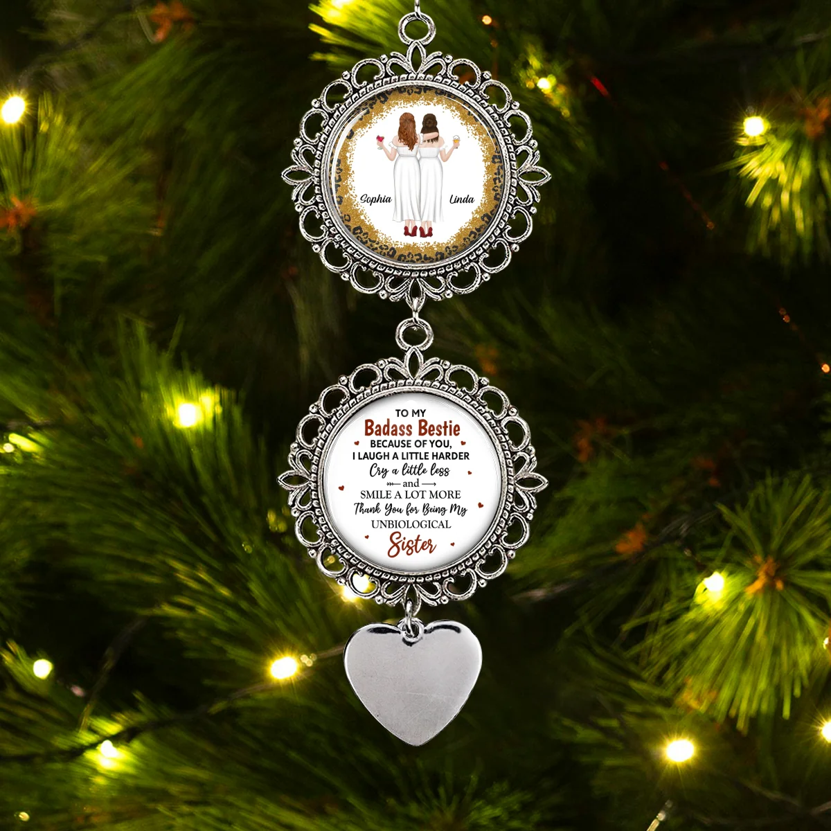 To My Badass Bestie - Personalized Custom Charming Ornament - Image 7