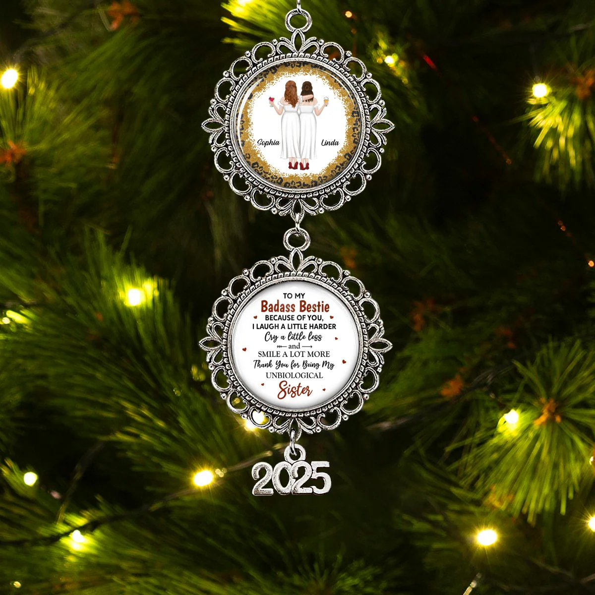 To My Badass Bestie - Personalized Custom Charming Ornament - Image 8
