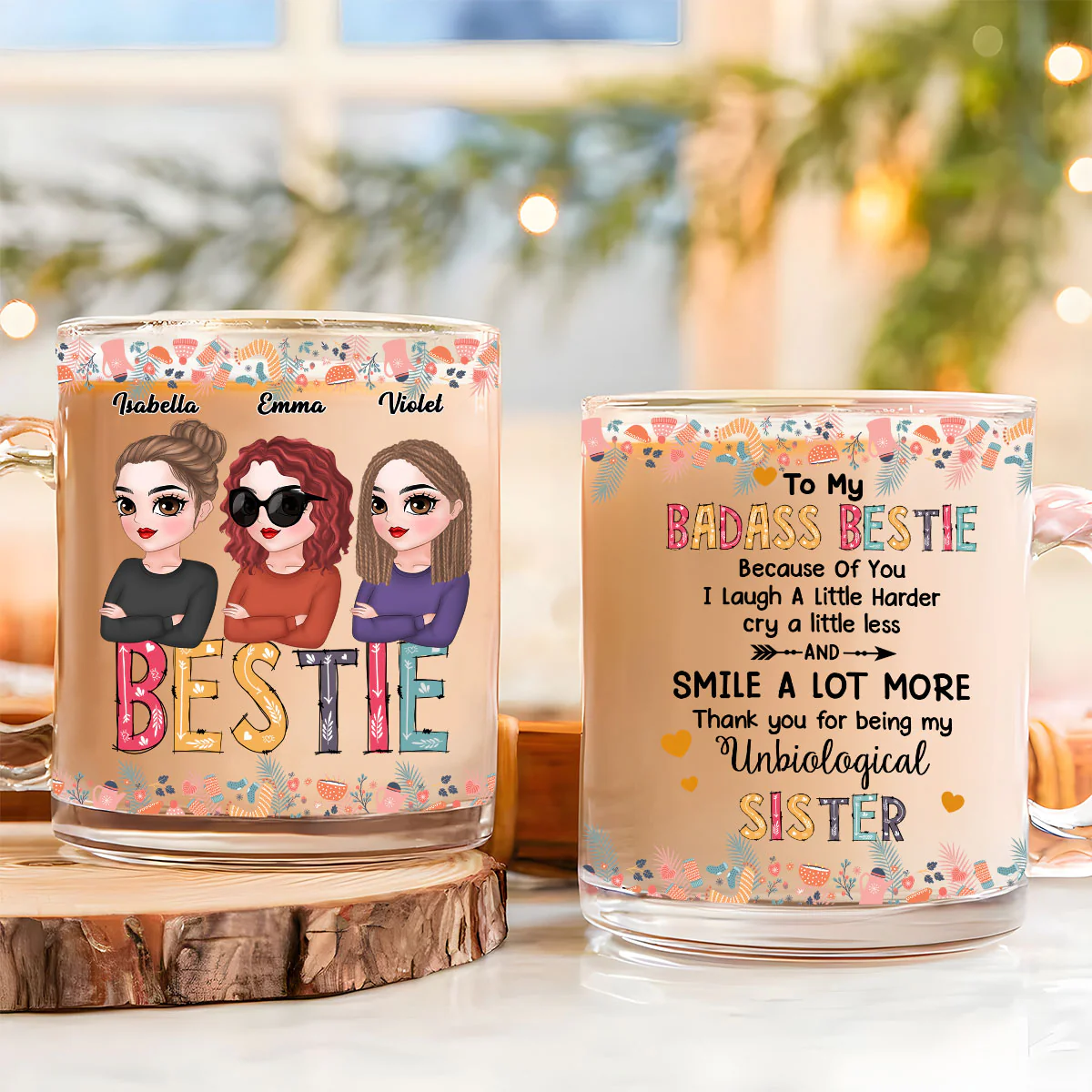 To My Badass Bestie - Personalized Custom Glass Mug - Image 2
