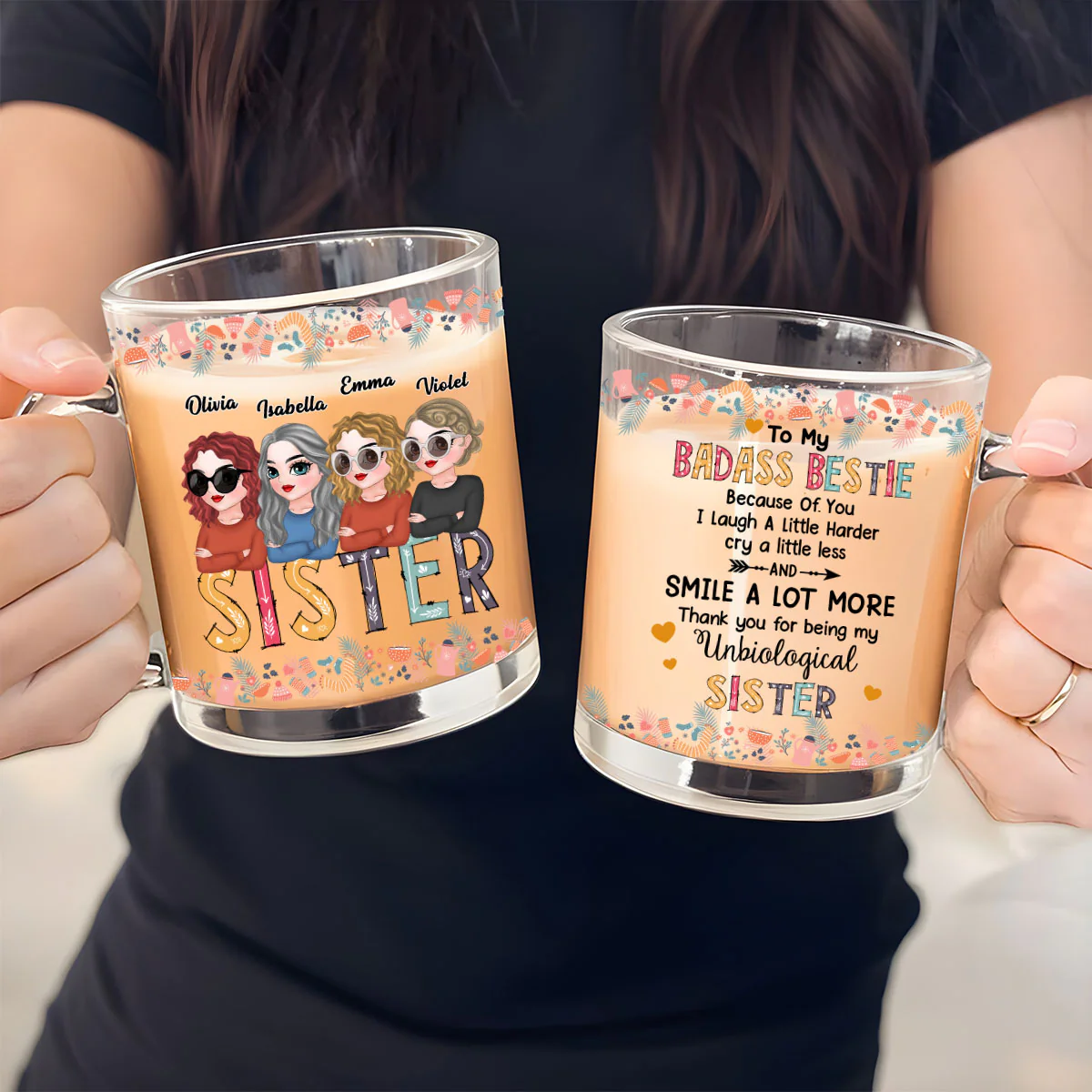 To My Badass Bestie - Personalized Custom Glass Mug - Image 4