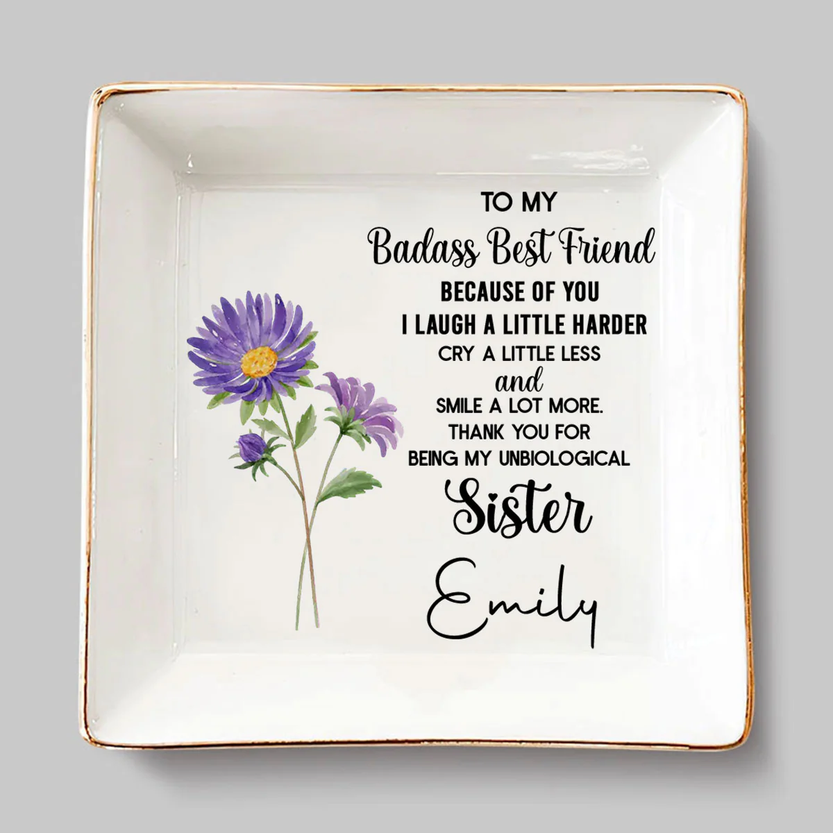 To My Badass Bestie - Personalized Custom Jewelry Dish - Image 3