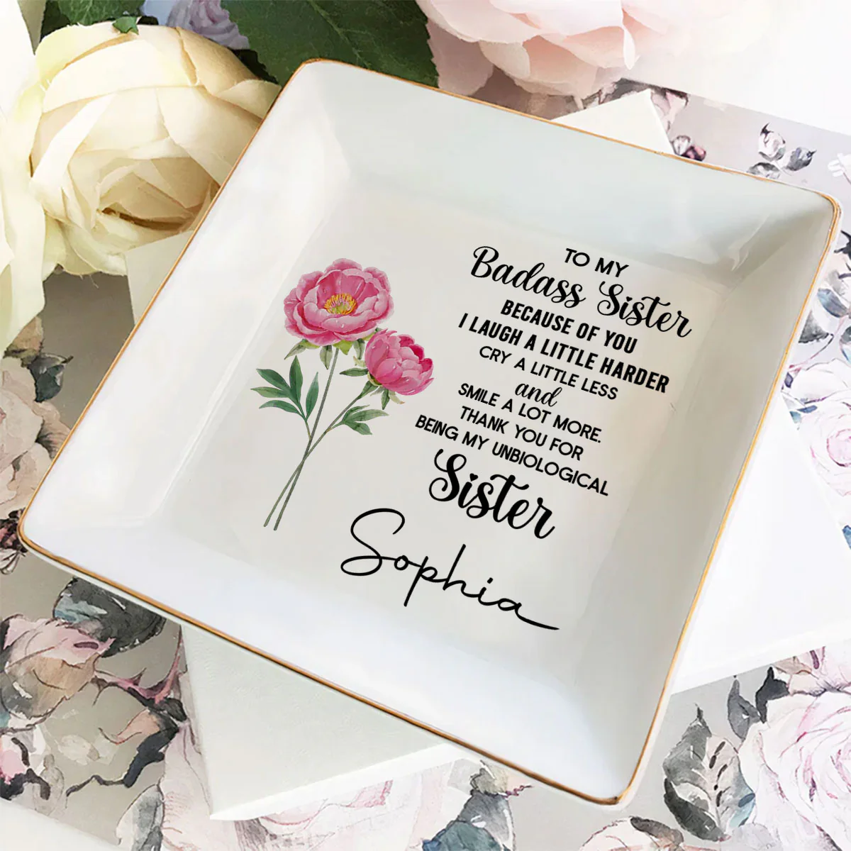 To My Badass Bestie - Personalized Custom Jewelry Dish - Image 4